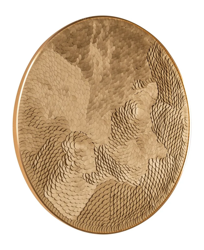 Richmond Wandkunst Bloom gold, Blumenrelief-Wanddeko, 110x110 cm