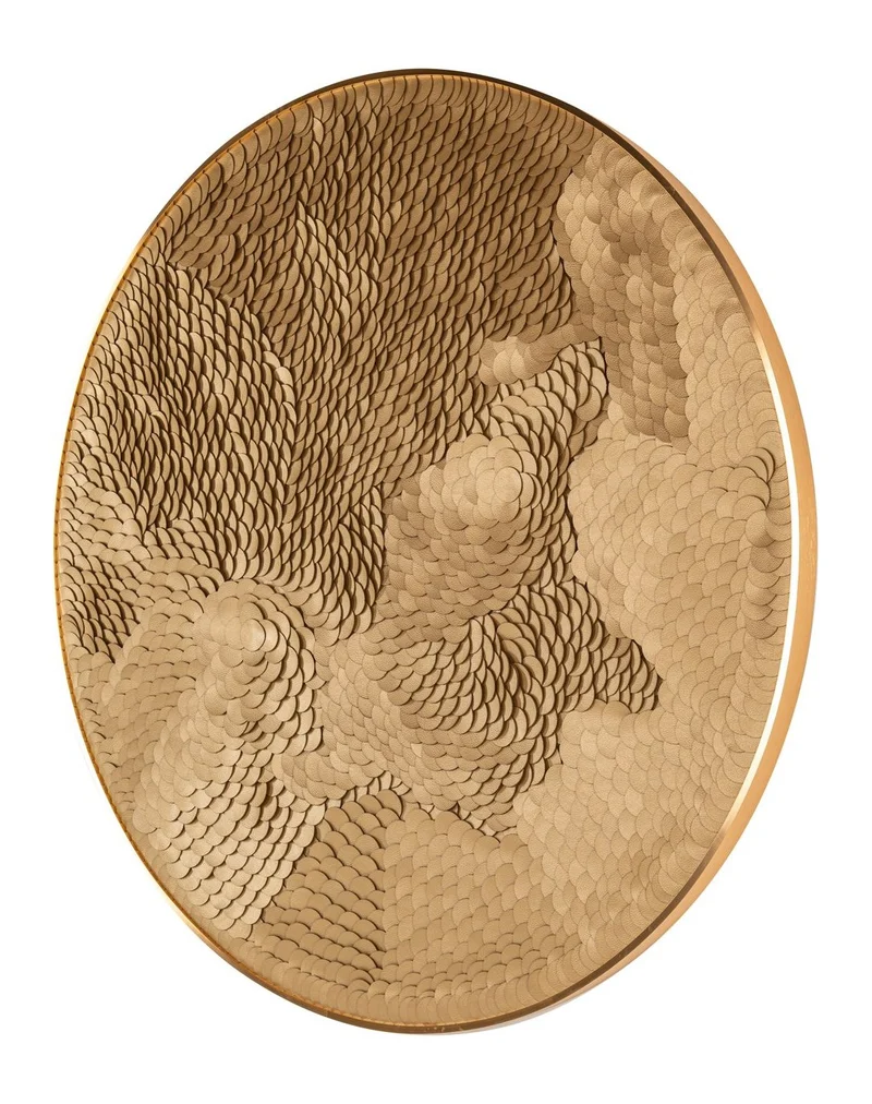 Richmond Wandkunst Bloom gold, Blumenrelief-Wanddeko, 110x110 cm