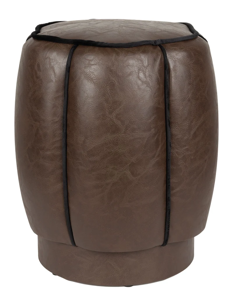 Pouf Donna von Dutchbone aus Leder in Dark Brown im Boho-Stil