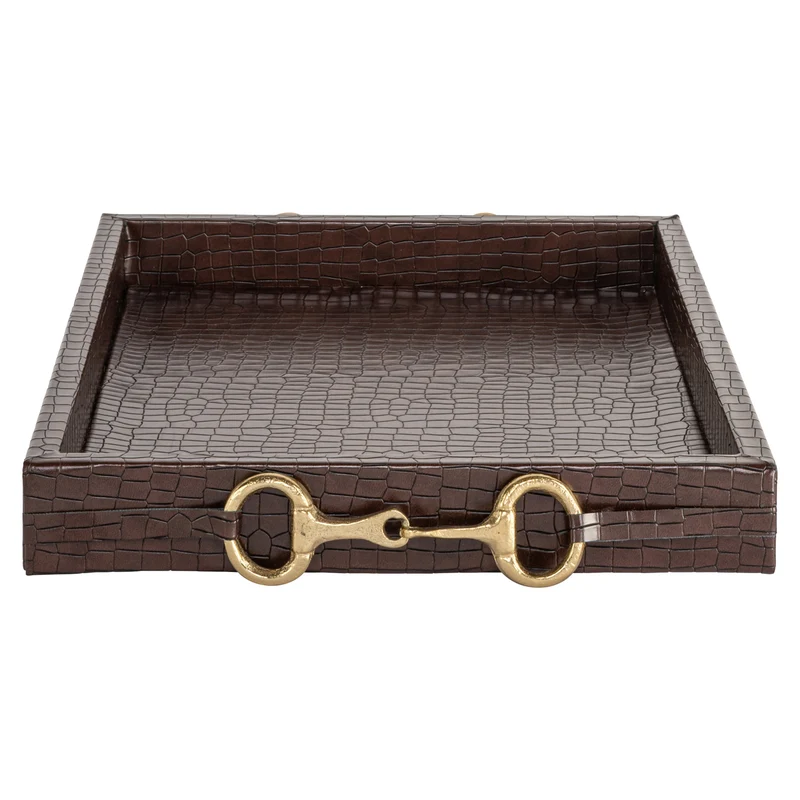 Richmond Tablett Banks – Wildleder-Serviertablett in Dunkelbraun