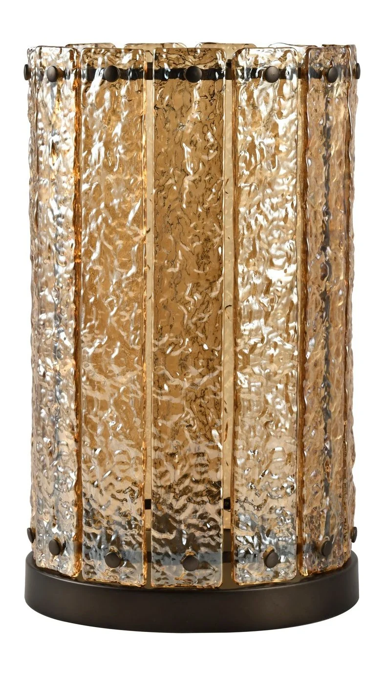 Windlicht Aura Amber Large Richmond – Bernsteinglas, 40 cm, Eisen