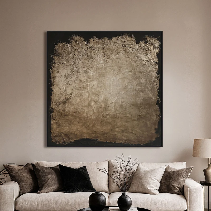 Wandkunst Rival gold – Richmond Wanddeko aus Jute, 120x120 cm