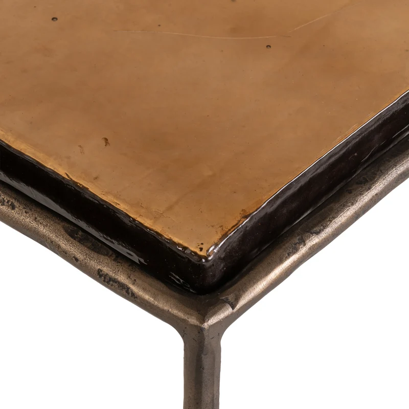 Konsole Villano Bronze – Wandkonsole aus Glas & Eisen, 110 cm