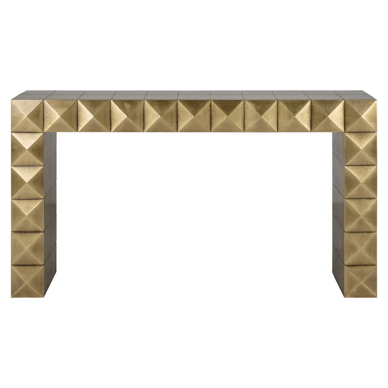 Konsole Collada brushed gold – Wandkonsole mit Messing-Pyramidenmuster