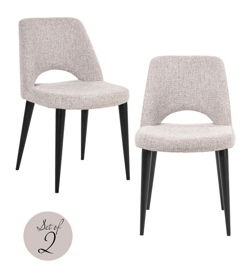 Esszimmerstuhl Tabitha im 2er-Set, natural fancy mit Metallbeinen