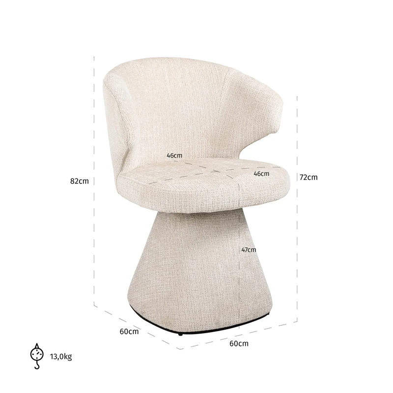 Esszimmerstuhl Gatsbi Niagara Beige, Metallgestell, Chenille