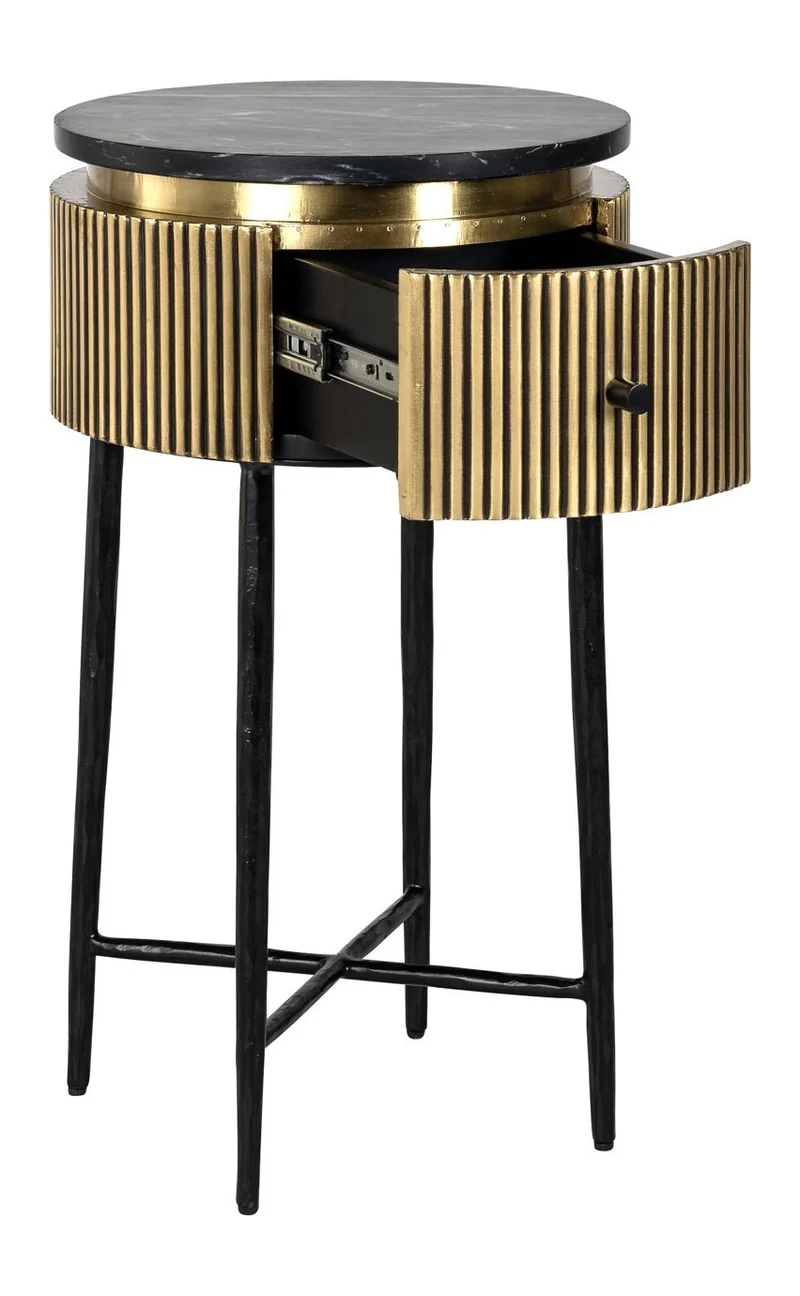 Beistelltisch Ironville gold – Marmorplatte & Messing-Details