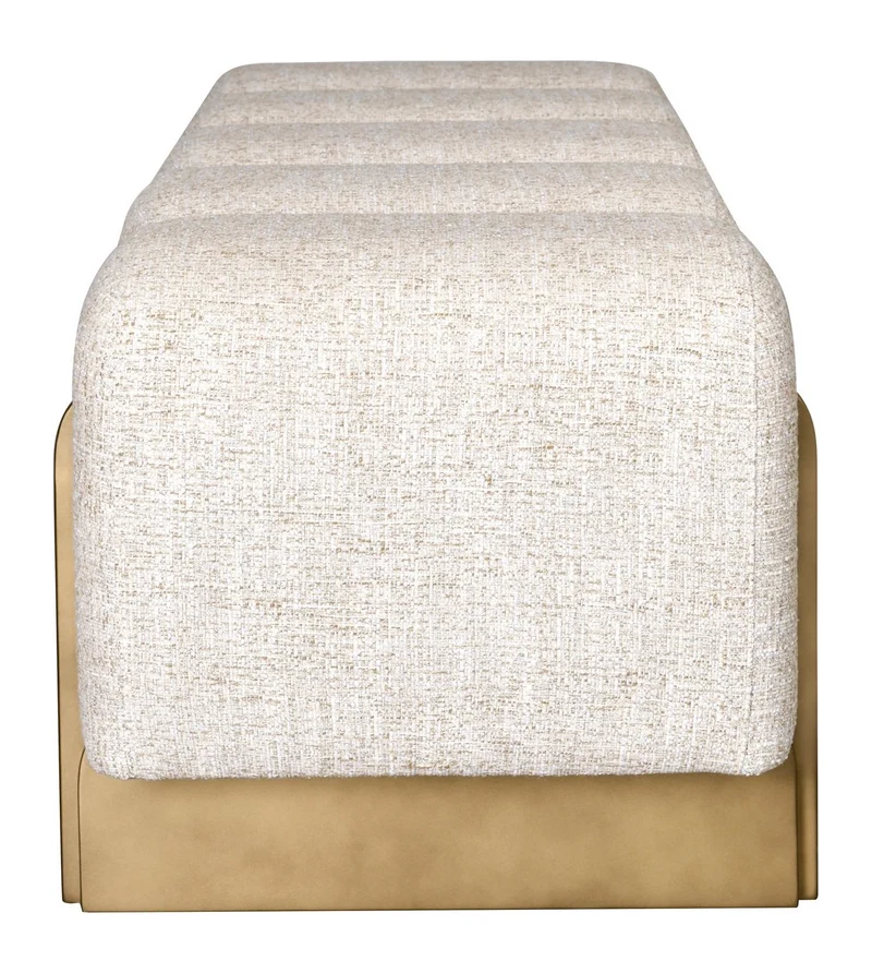 Bank Caleo Cream Tweed – gepolsterte Sitzbank, Bronze-Gold-Gestell