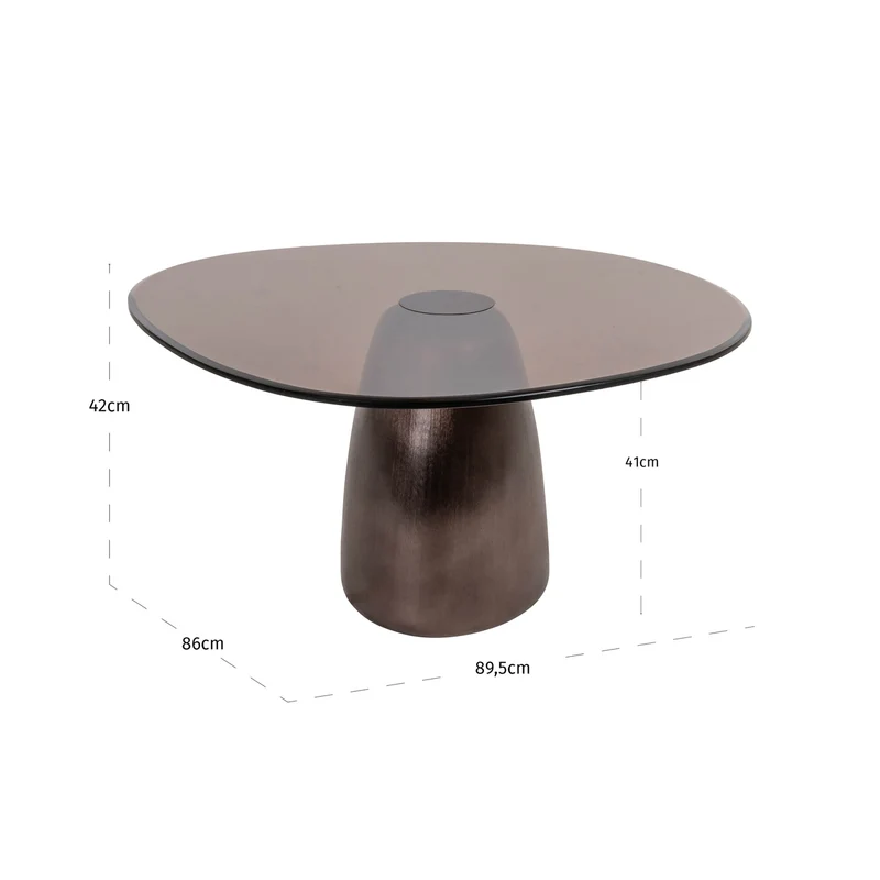 Couchtisch Hayden Bronze – Aluminium & Glas, runde Form, 89,5 cm
