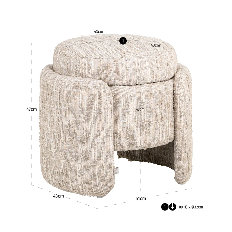 Hocker & Fußbank Cupid mit Stauraum, beige angora, Richmond