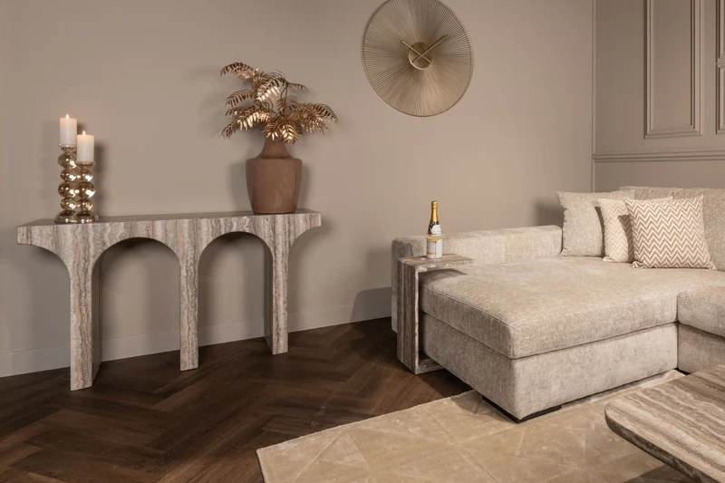 Sofabeistelltisch Dulce grey mit Marmorplatte fürs Wohnzimmer