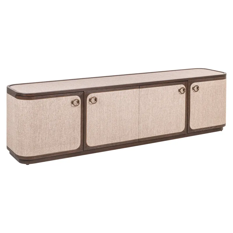 TV-Schrank Willox mit 4 Türen, Eiche & Leinen, beige, 190 cm