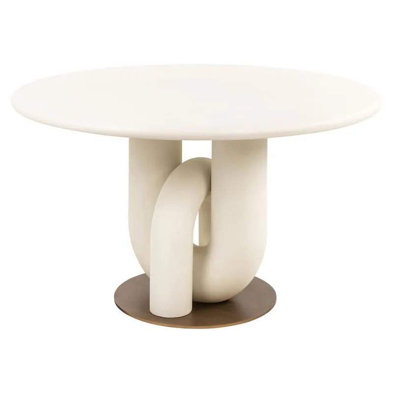 Esstisch Winslow Ø135 cm White – Runde Tischplatte, Metallgestell