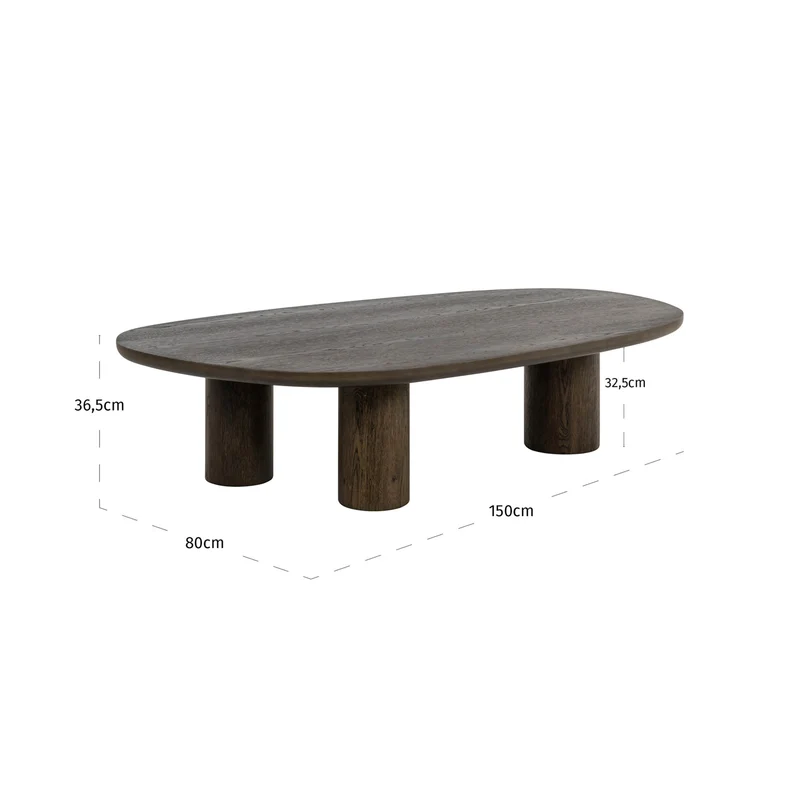 Couchtisch Ellington in Braun mit Eichenfurnier, 150x80 cm