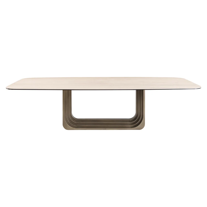 Esstisch Maxfield beige 300 cm – Keramikplatte, Eisengestell
