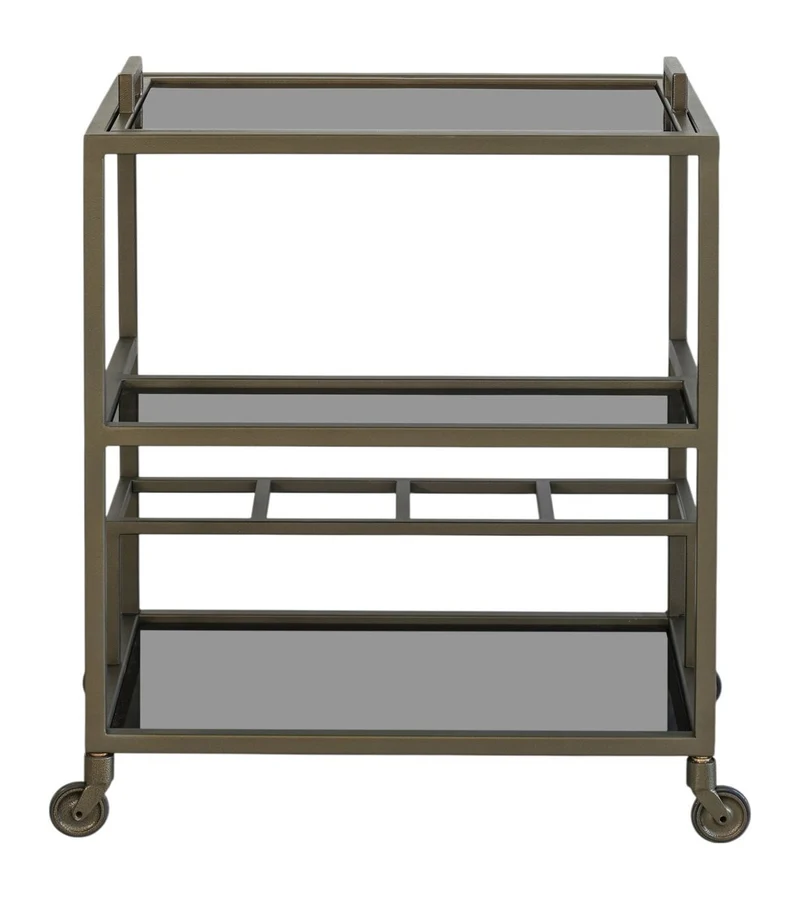Servierwagen Ruinart Brass Antique - Barwagen aus Eisen und Glas