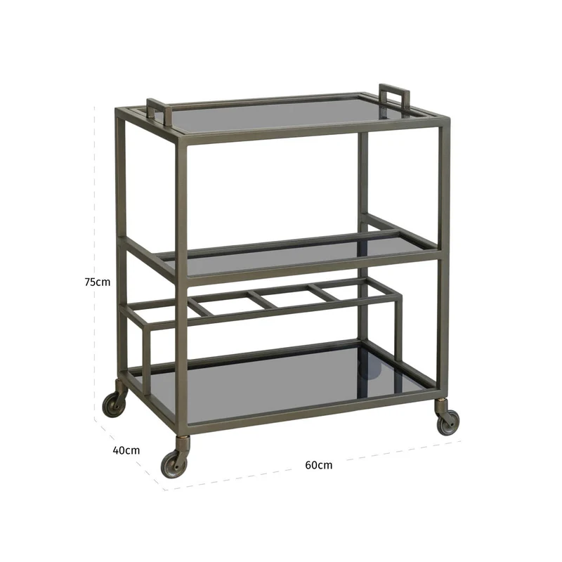 Servierwagen Ruinart Brass Antique - Barwagen aus Eisen und Glas