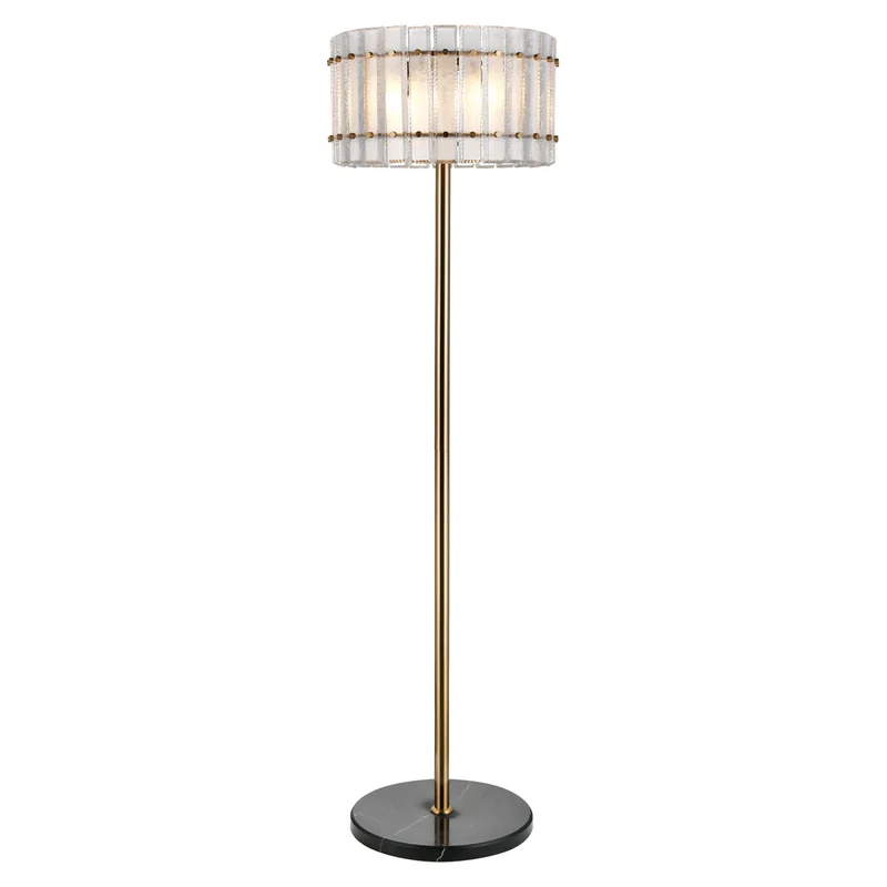 Stehlampe Feline Antikmessing mit Marmorfuß, 168 cm, E14-Fassung