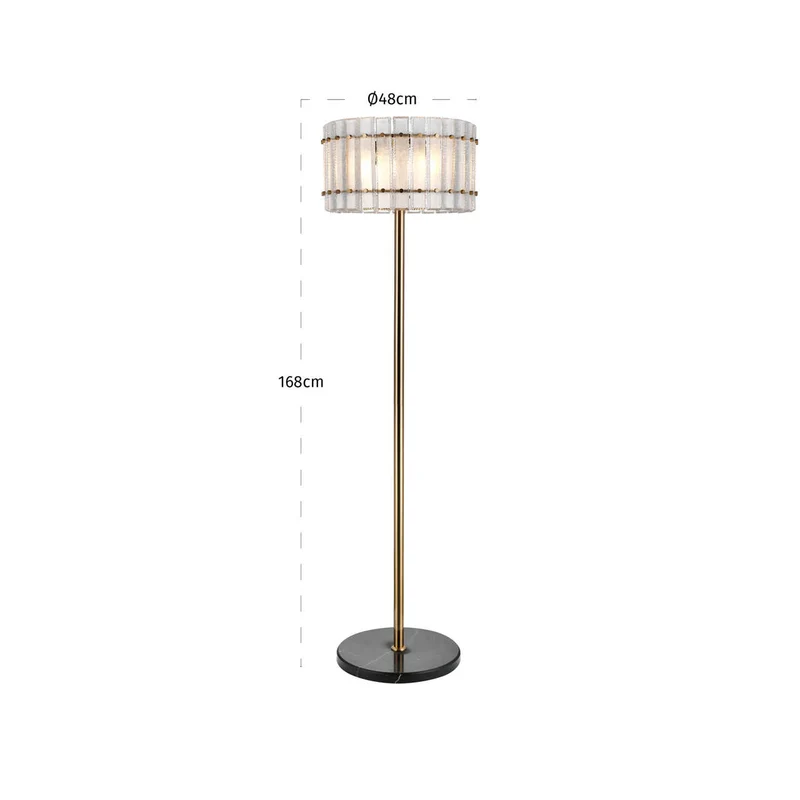Stehlampe Feline Antikmessing mit Marmorfuß, 168 cm, E14-Fassung