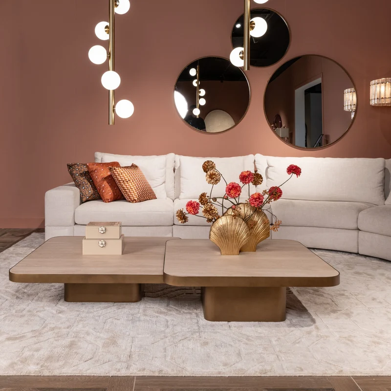 Richmond Couchtisch Claridge beige 90x90 cm, Keramik & Glas