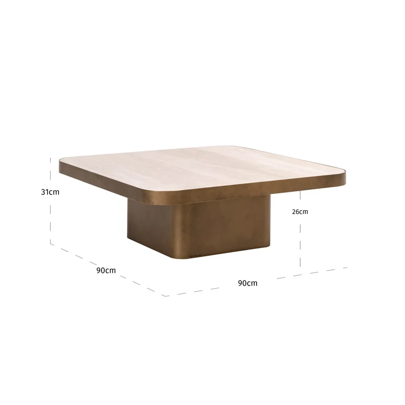 Richmond Couchtisch Claridge beige 90x90 cm, Keramik & Glas