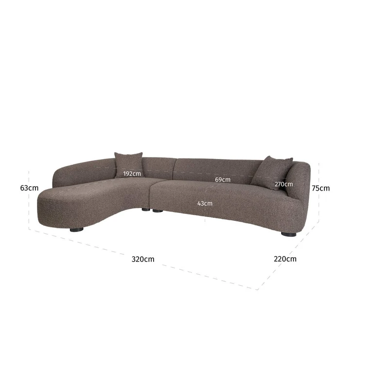 Richmond Sofa Pandora Brown Chunky – XXL Loungesofa links, 320 cm