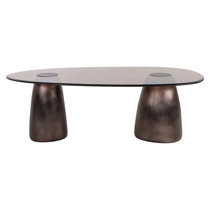 Richmond Couchtisch Hayden bronze oval – Aluminium & Glas, 127,5 cm