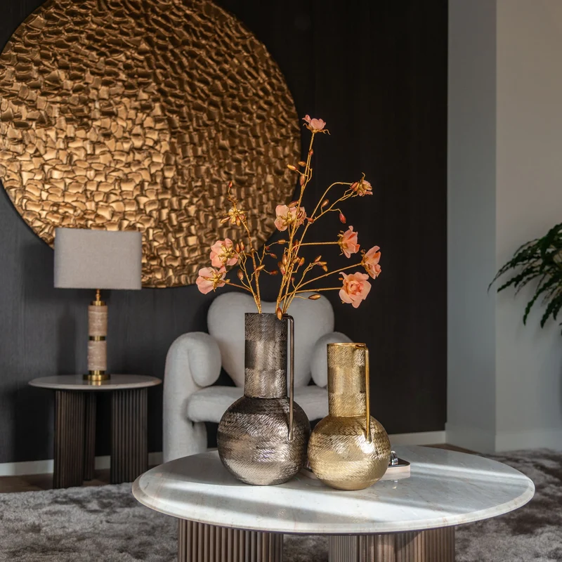 Konsole Mayfield brown - Marmorplatte & Mangoholz, 90x45x80 cm