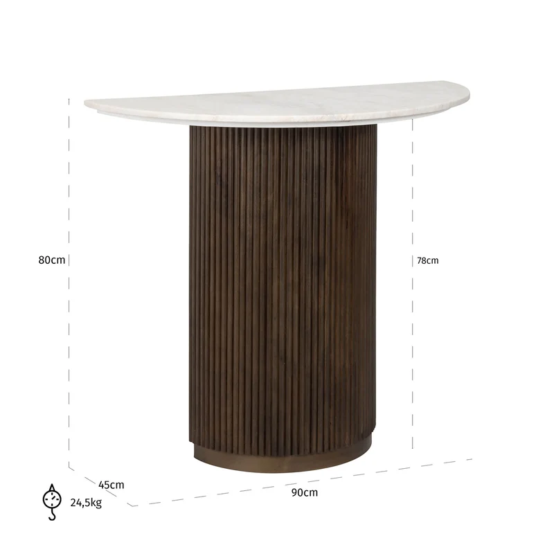 Konsole Mayfield brown - Marmorplatte & Mangoholz, 90x45x80 cm
