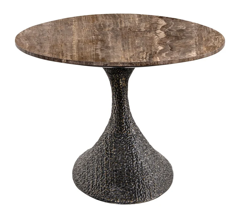 Esstisch Russo oval 235 cm, Travertin & Aluminium, ash brown