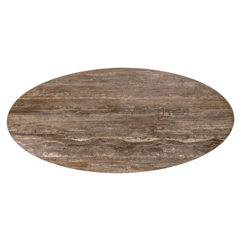 Esstisch Russo oval 235 cm, Travertin & Aluminium, ash brown