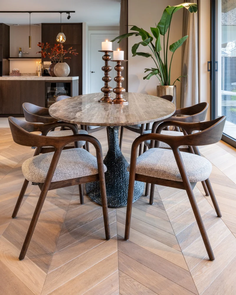 Esstisch Russo oval 235 cm, Travertin & Aluminium, ash brown