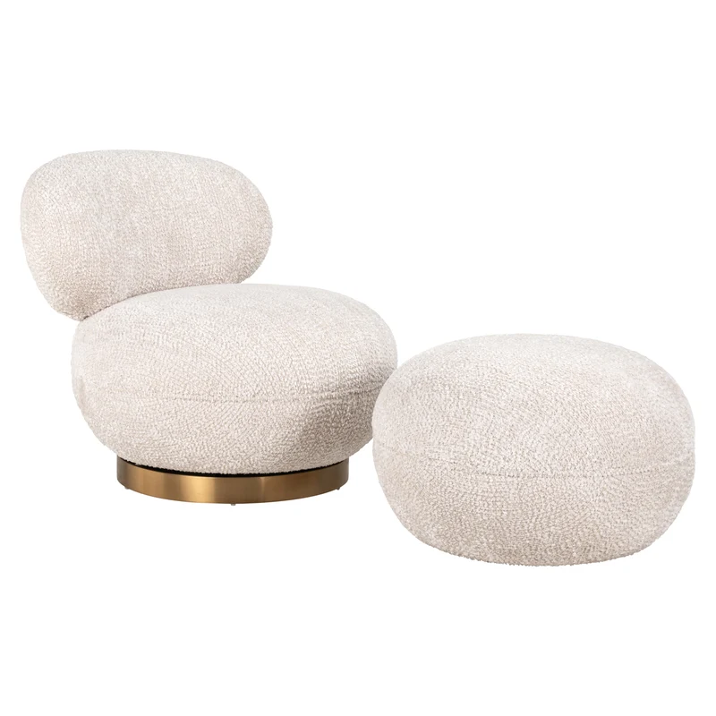 Richmond Hocker Jace – Fußbank Lovely Cream, Polyester-Bezug