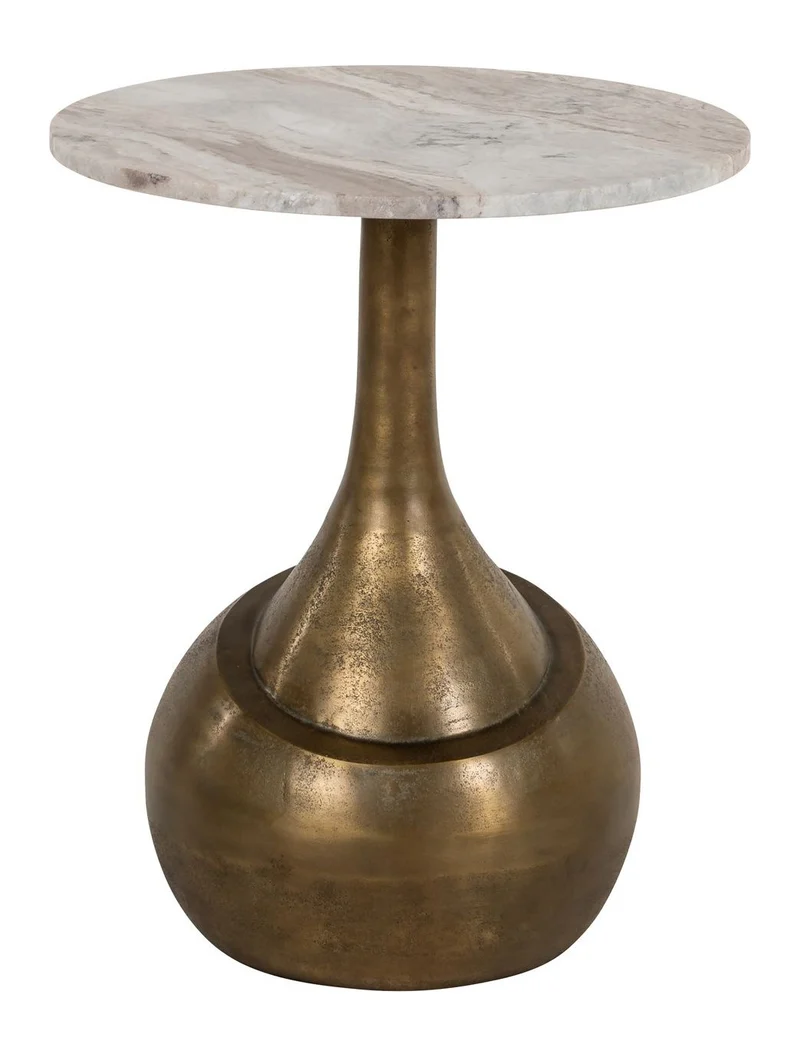 Beistelltisch Sia Blush beige mit Marmor & goldfarbenem Gestell
