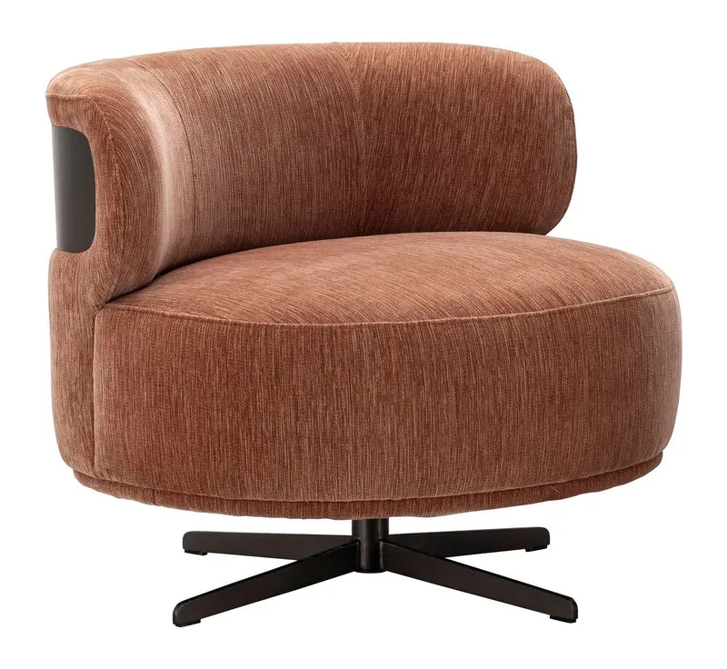 Lounge Stuhl Lauren mocha mousse mit Drehfuß & Metallakzent