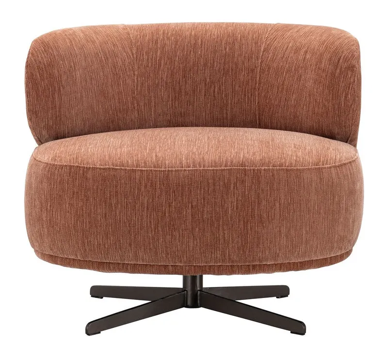 Lounge Stuhl Lauren mocha mousse mit Drehfuß & Metallakzent