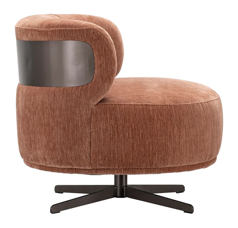 Lounge Stuhl Lauren mocha mousse mit Drehfuß & Metallakzent