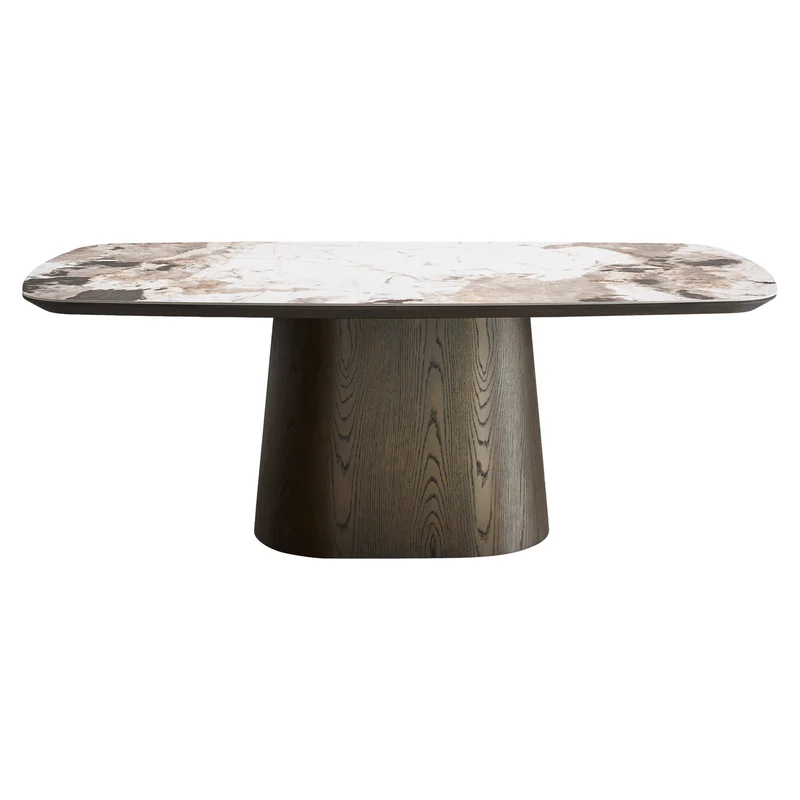 Esstisch Langford Brown 200 cm – Keramikplatte, Eichenfurnier-Gestell