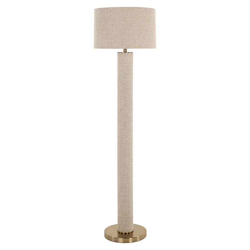 Stehlampe Joline Beige – Eisengestell mit Leinenschirm, E27