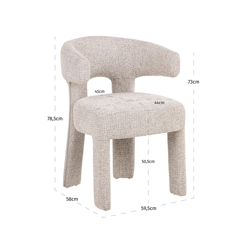 Esszimmerstuhl Nerio Natural Fancy mit gepolsterter Sitzfläche
