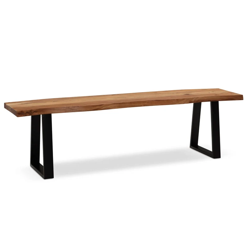 Esszimmerbank 160x40x45,5cm Akazie Massivholz Metall Baumkante Modern