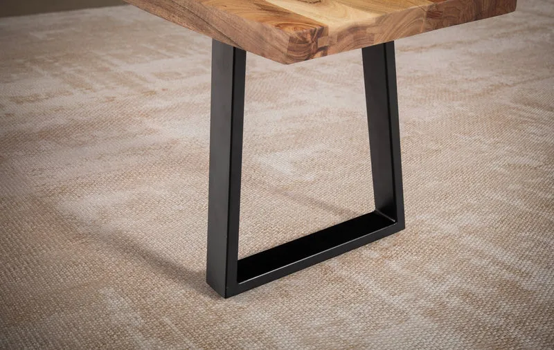 Esszimmerbank 160x40x45,5cm Akazie Massivholz Metall Baumkante Modern