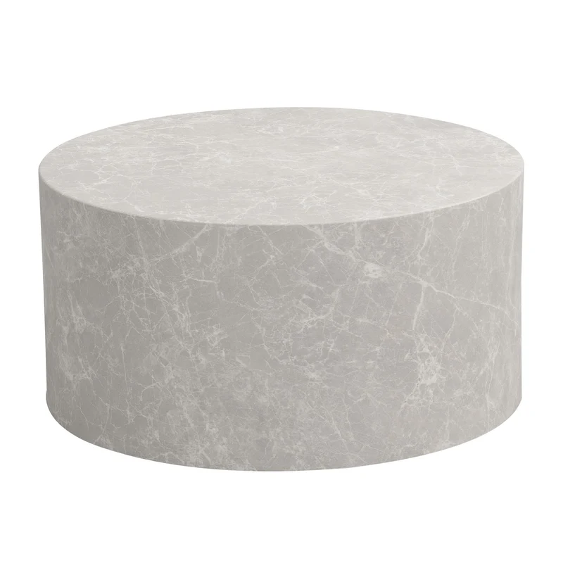 Couchtisch MONOBLOC 60x60x30cm Stein-Optik Sandfarben Rund Modern