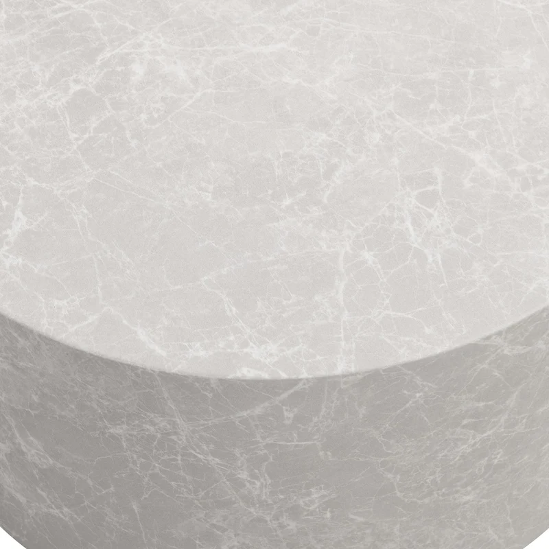 Couchtisch MONOBLOC 60x60x30cm Stein-Optik Sandfarben Rund Modern