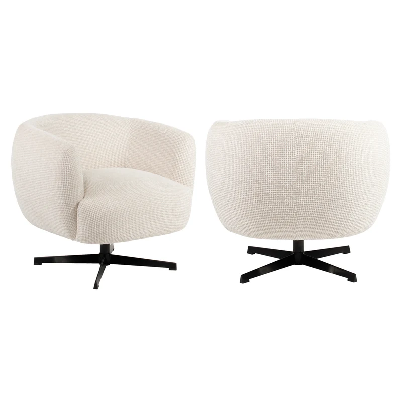 Richmond Lounge Stuhl Estelle Beige Blockweave mit Drehfunktion