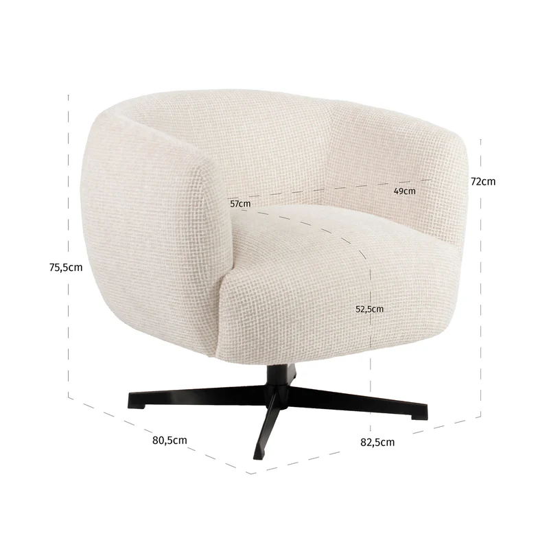 Richmond Lounge Stuhl Estelle Beige Blockweave mit Drehfunktion