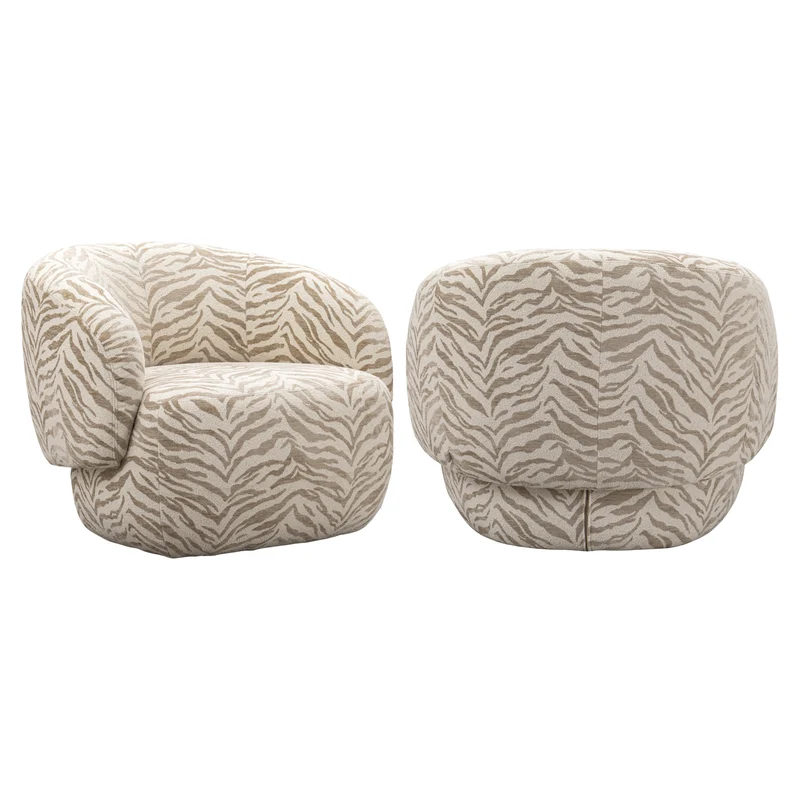 Lounge Stuhl Milano beige tiger von Richmond mit Webmuster-Bezug