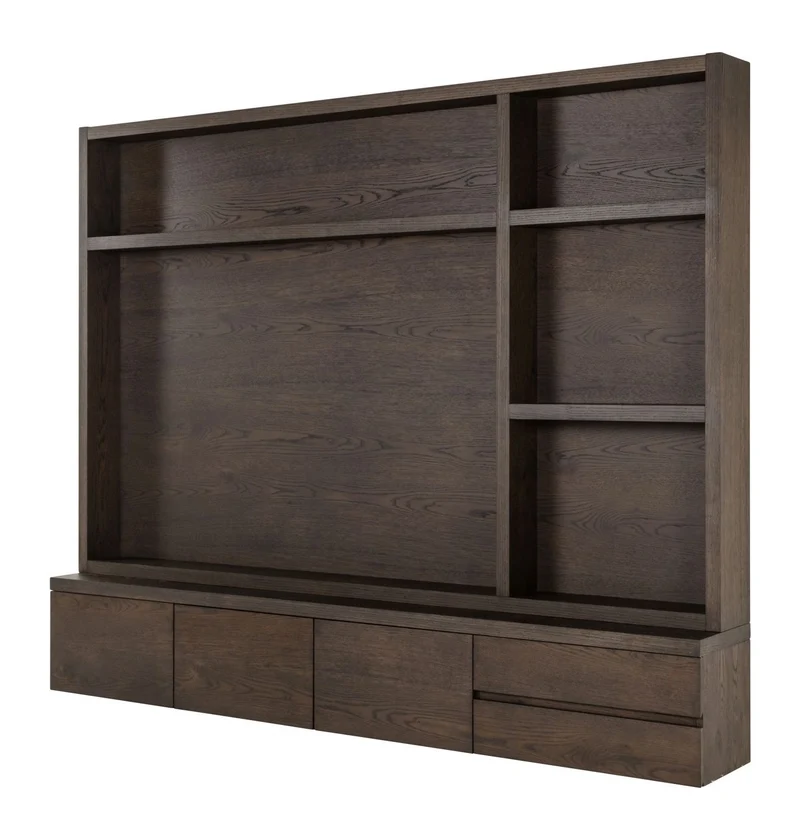 TV-Schrank Lachance braun, 3 Türen & 2 Schubladen, Eichenfurnier