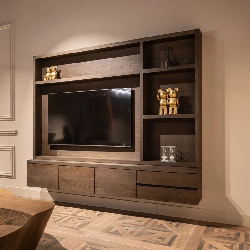 TV-Schrank Lachance braun, 3 Türen & 2 Schubladen, Eichenfurnier