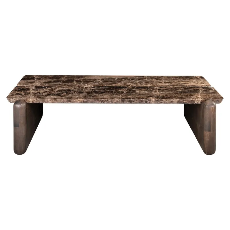 Couchtisch Lagrasse - Marmor Emperador & Eiche, 120x70 cm, dark brown